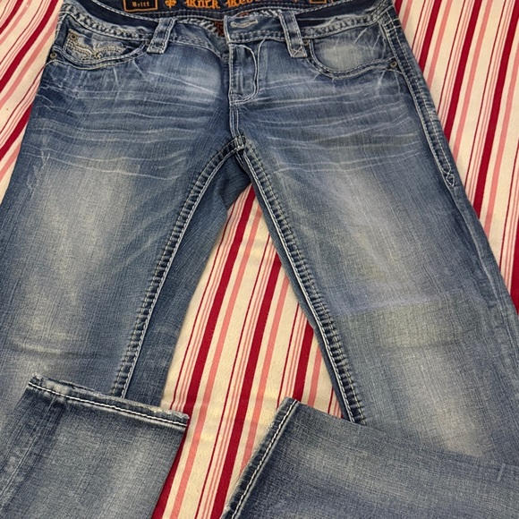 Rock Revival Light Blue Straight Leg Jeans - Picture 1 of 3